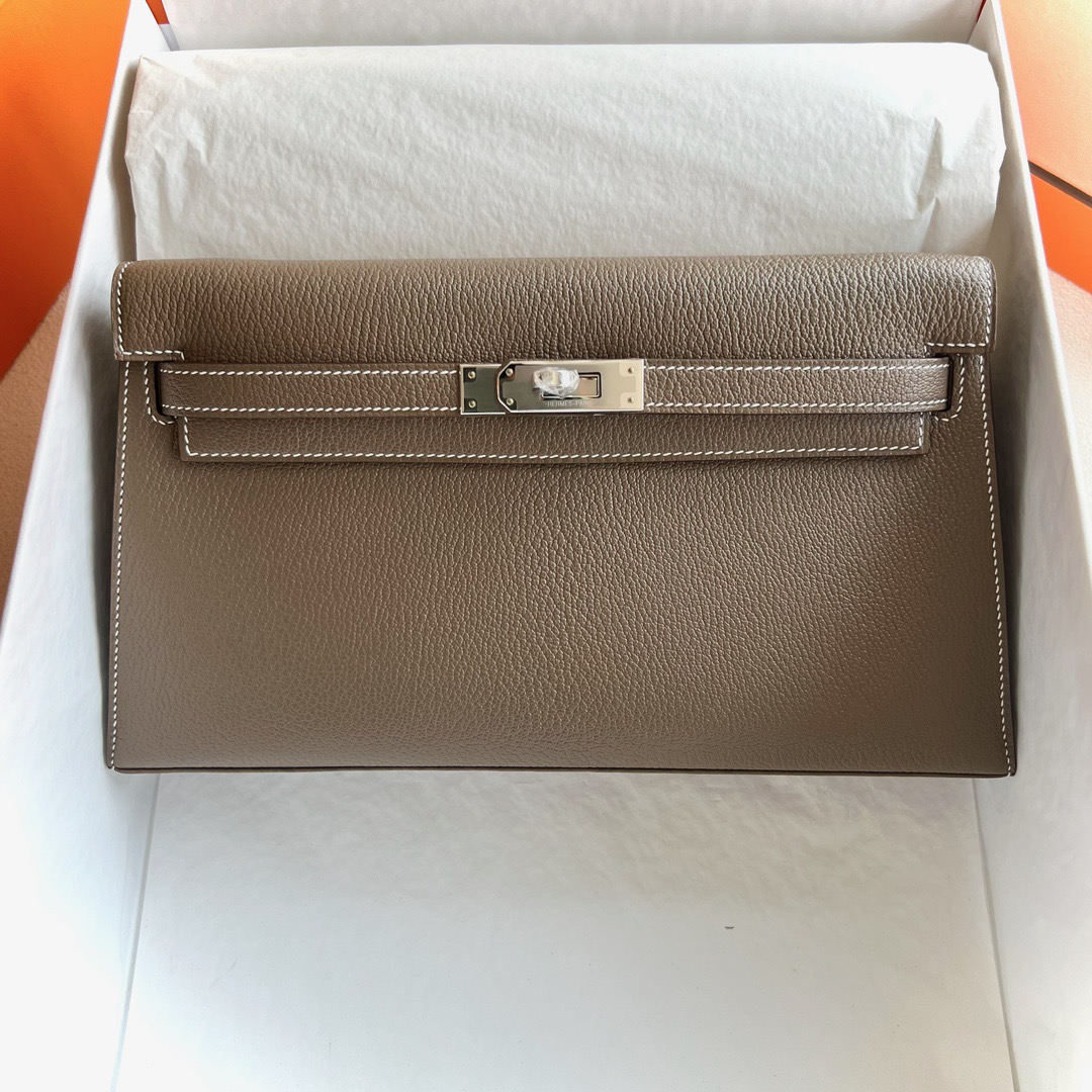 愛馬仕包包網站價格 Hermès Kelly Elan 27 山羊皮 CK18 Etoupe 大象灰銀色五金
