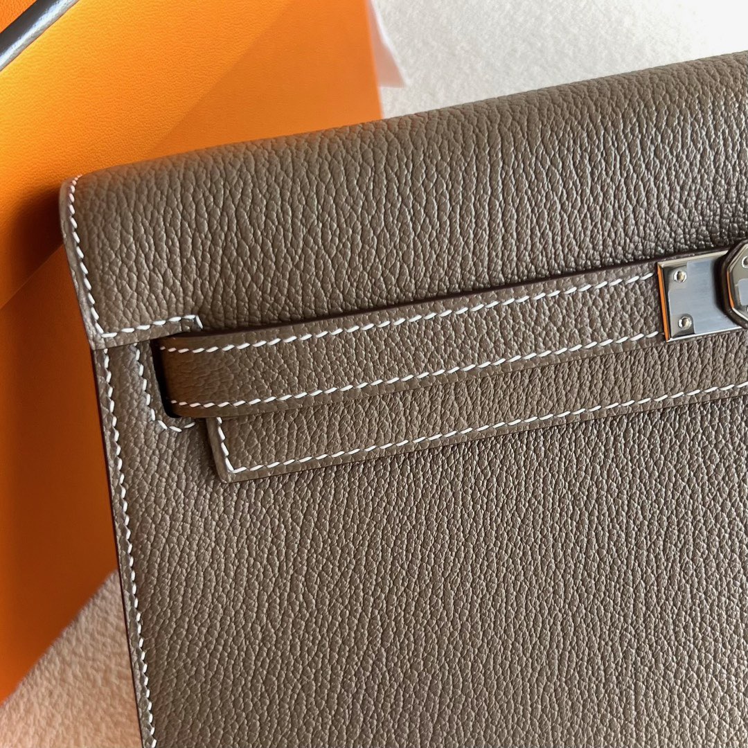 愛馬仕包包網站價格 Hermès Kelly Elan 27 山羊皮 CK18 Etoupe 大象灰銀色五金
