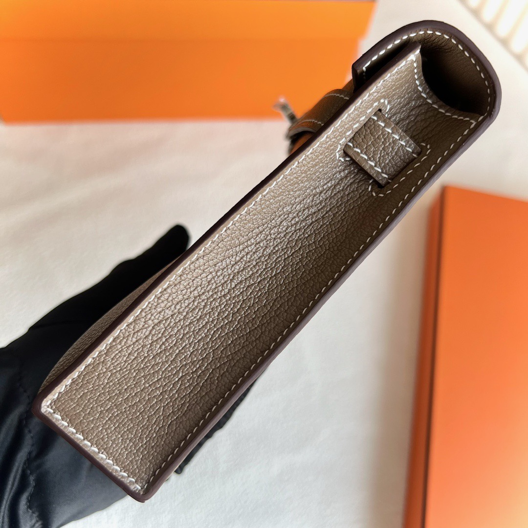 愛馬仕包包網站價格 Hermès Kelly Elan 27 山羊皮 CK18 Etoupe 大象灰銀色五金