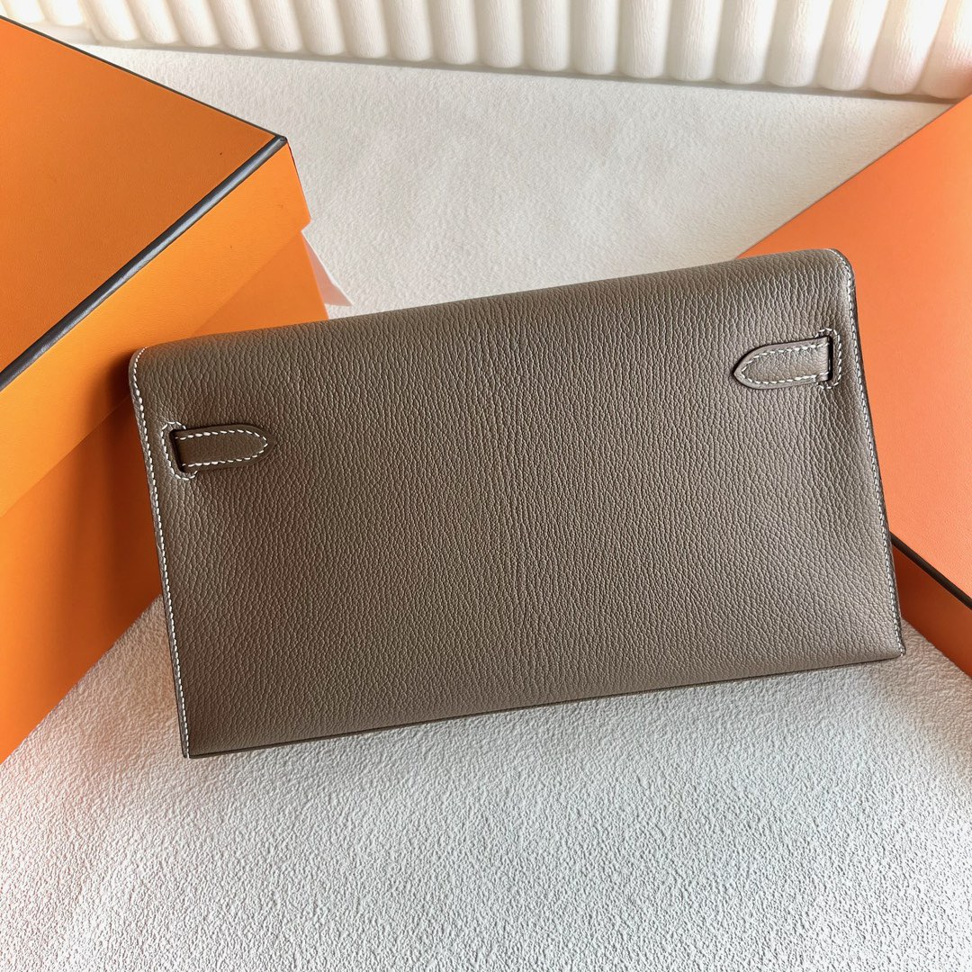 愛馬仕包包網站價格 Hermès Kelly Elan 27 山羊皮 CK18 Etoupe 大象灰銀色五金
