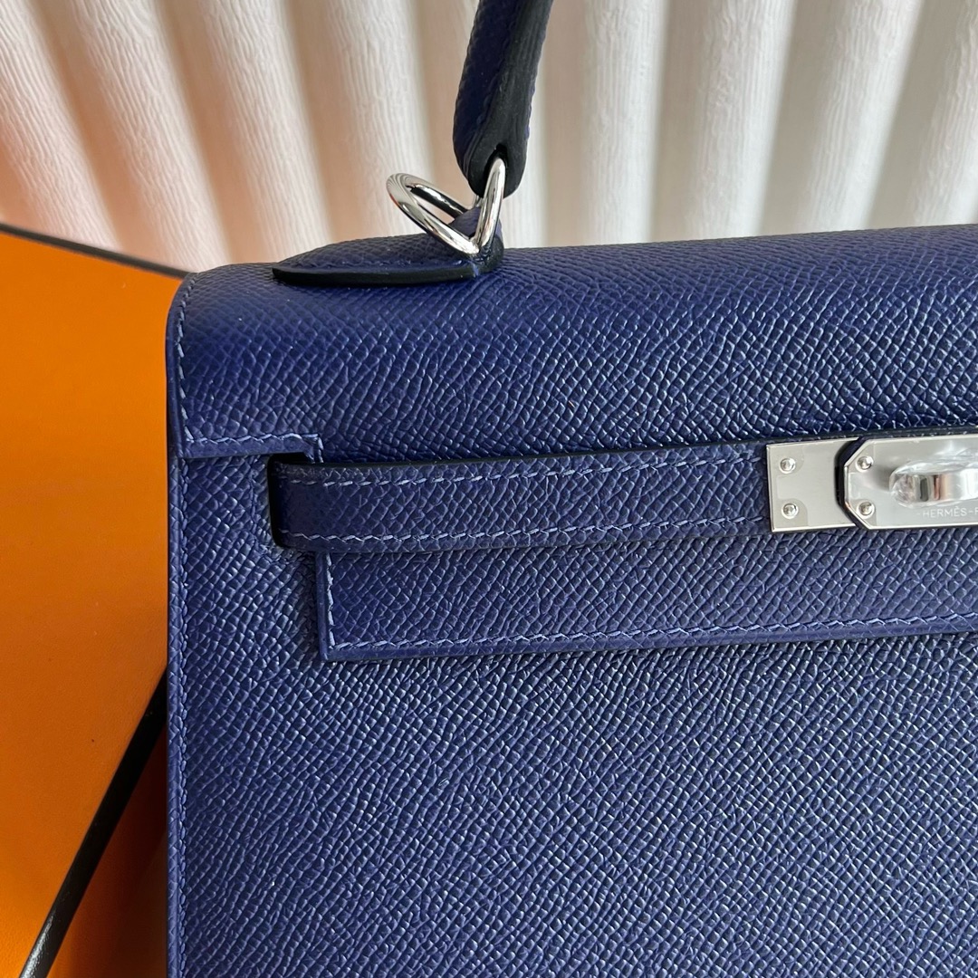 愛馬仕凱莉包包25多少錢 Hermès Kelly 25 Epsom 7T Blue electric電光藍銀色五金