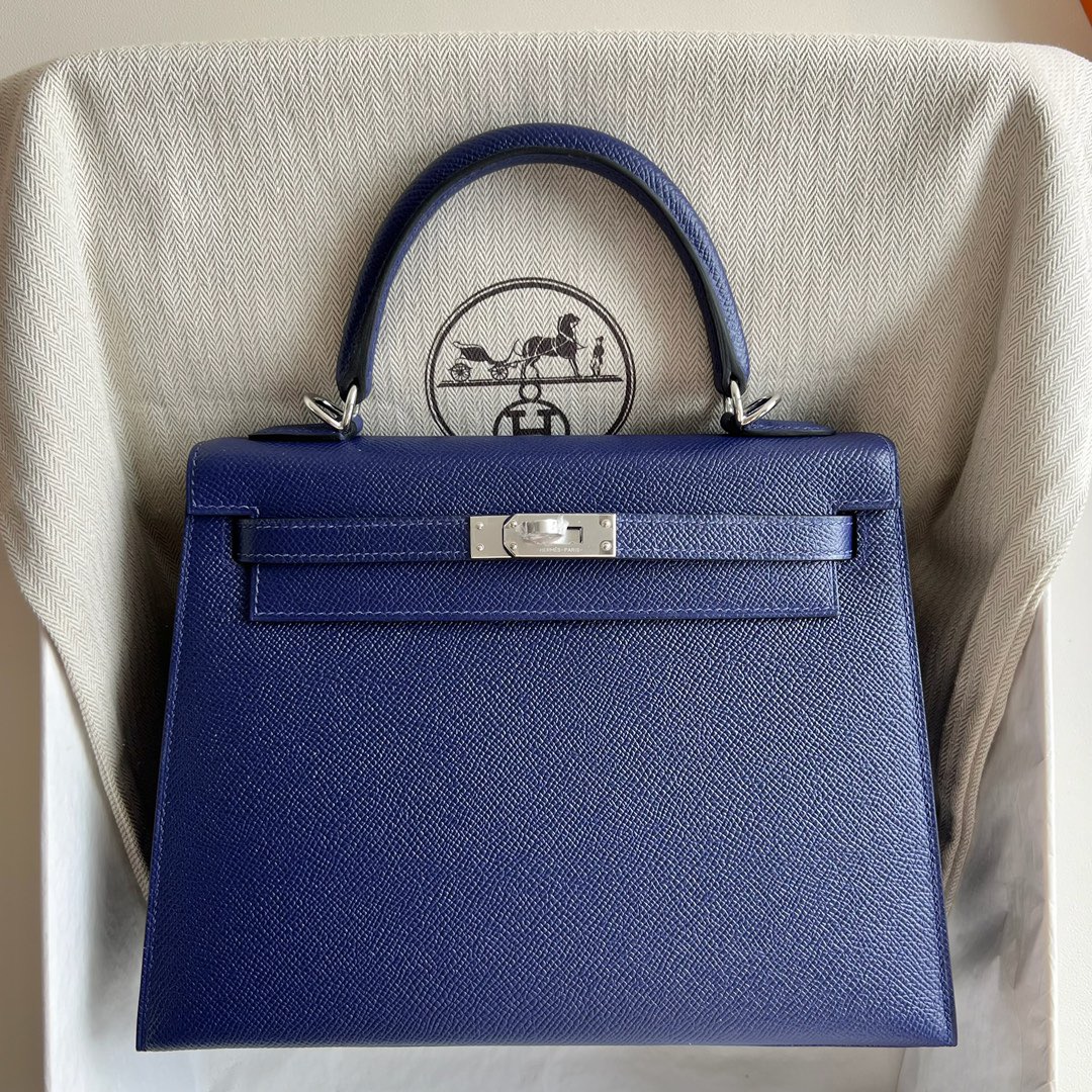 愛馬仕凱莉包包25多少錢 Hermès Kelly 25 Epsom 7T Blue electric電光藍銀色五金
