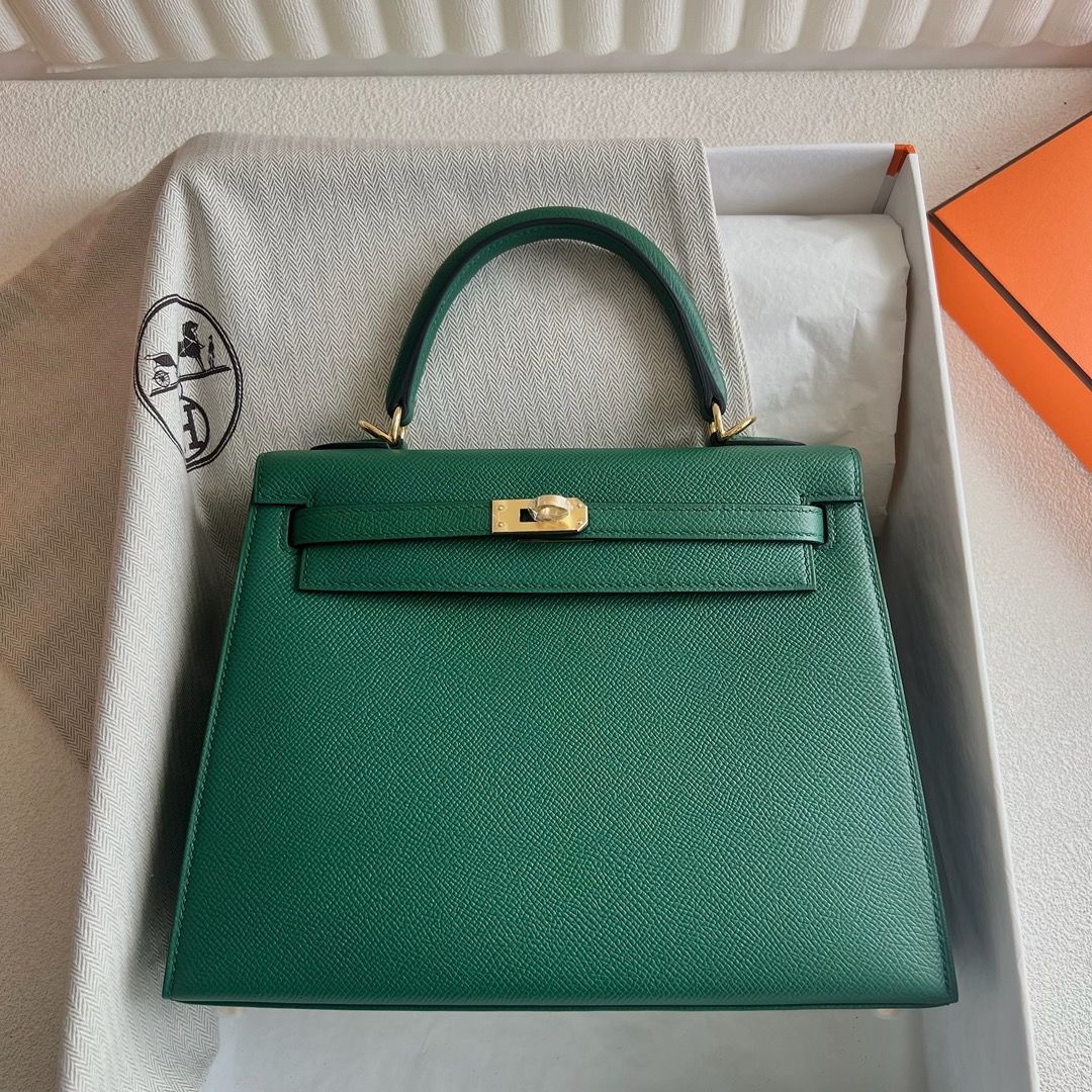 愛馬仕凱莉包25寸價格Hermès Kelly 25 Epsom O6 Vert Jade帝王綠金色五金