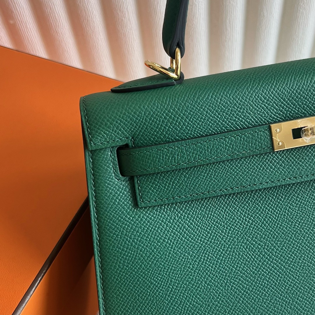 愛馬仕凱莉包25寸價格Hermès Kelly 25 Epsom O6 Vert Jade帝王綠金色五金