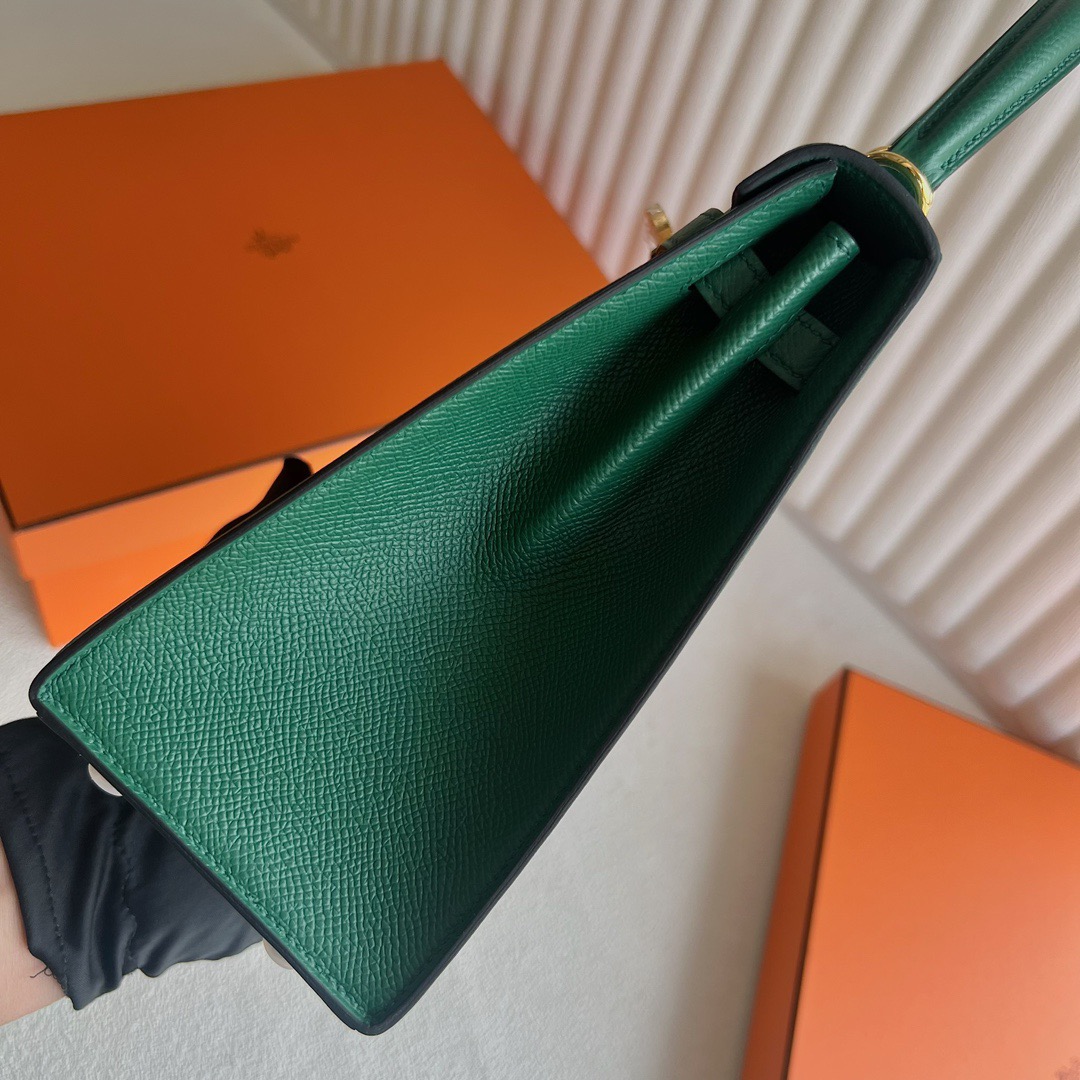 愛馬仕凱莉包25寸價格Hermès Kelly 25 Epsom O6 Vert Jade帝王綠金色五金