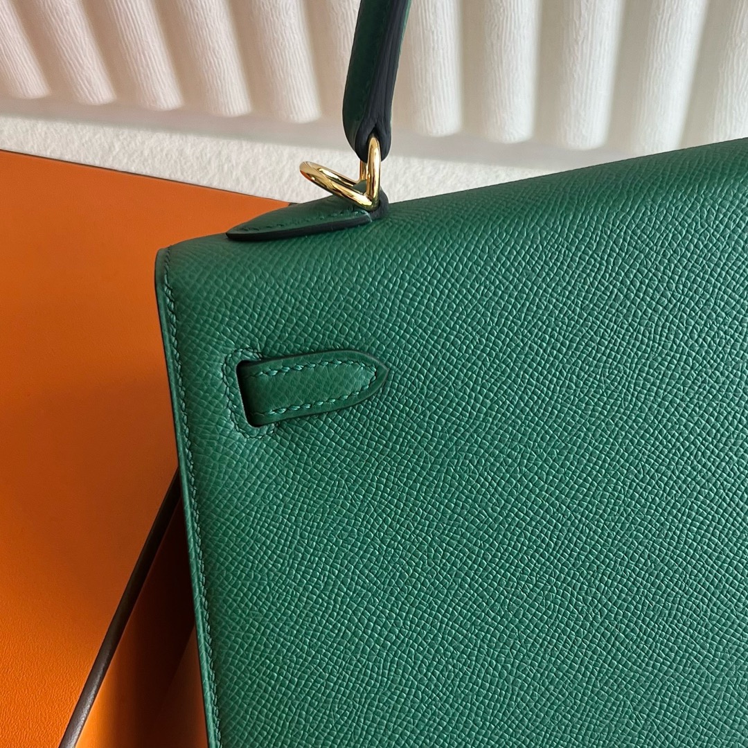 愛馬仕凱莉包25寸價格Hermès Kelly 25 Epsom O6 Vert Jade帝王綠金色五金