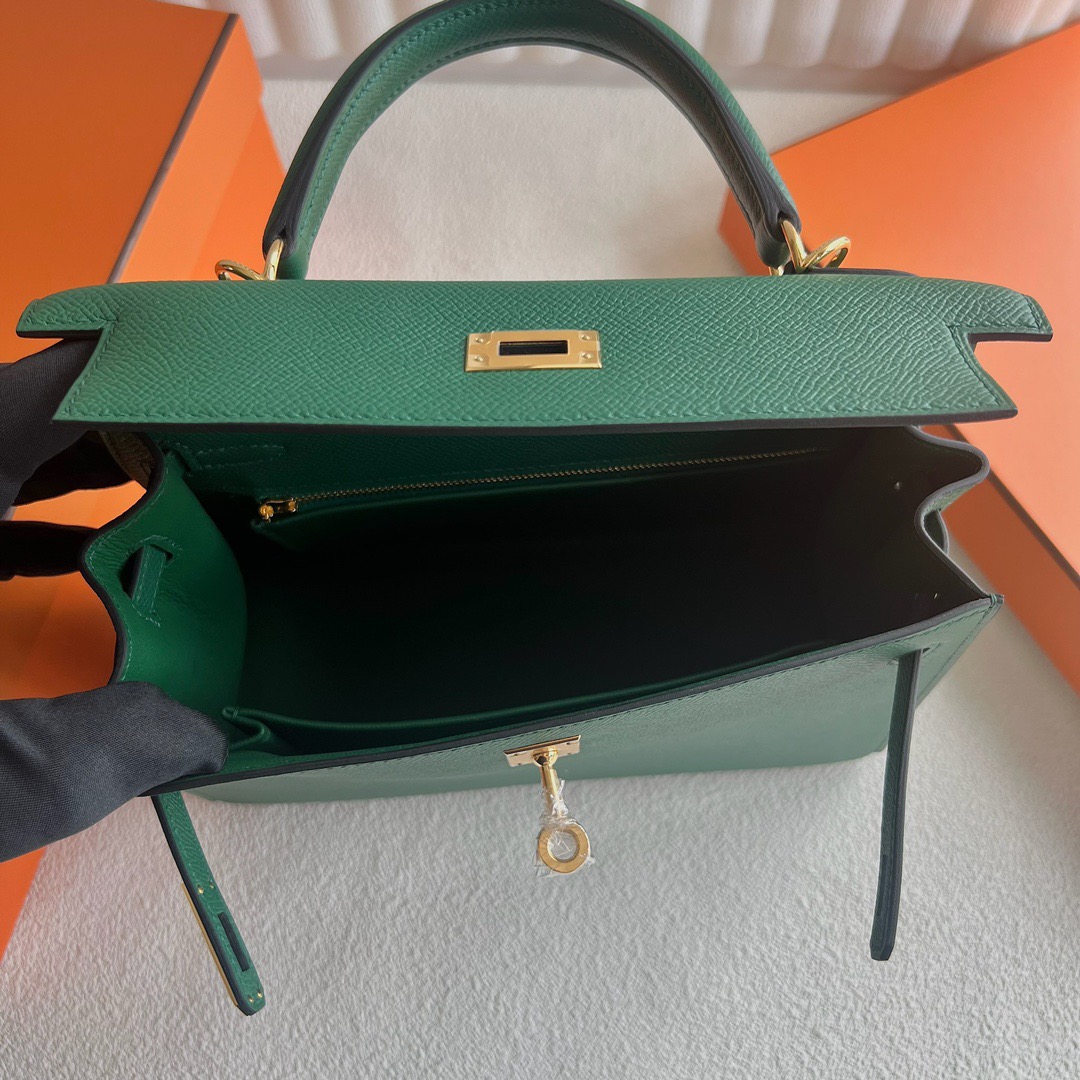 愛馬仕凱莉包25寸價格Hermès Kelly 25 Epsom O6 Vert Jade帝王綠金色五金