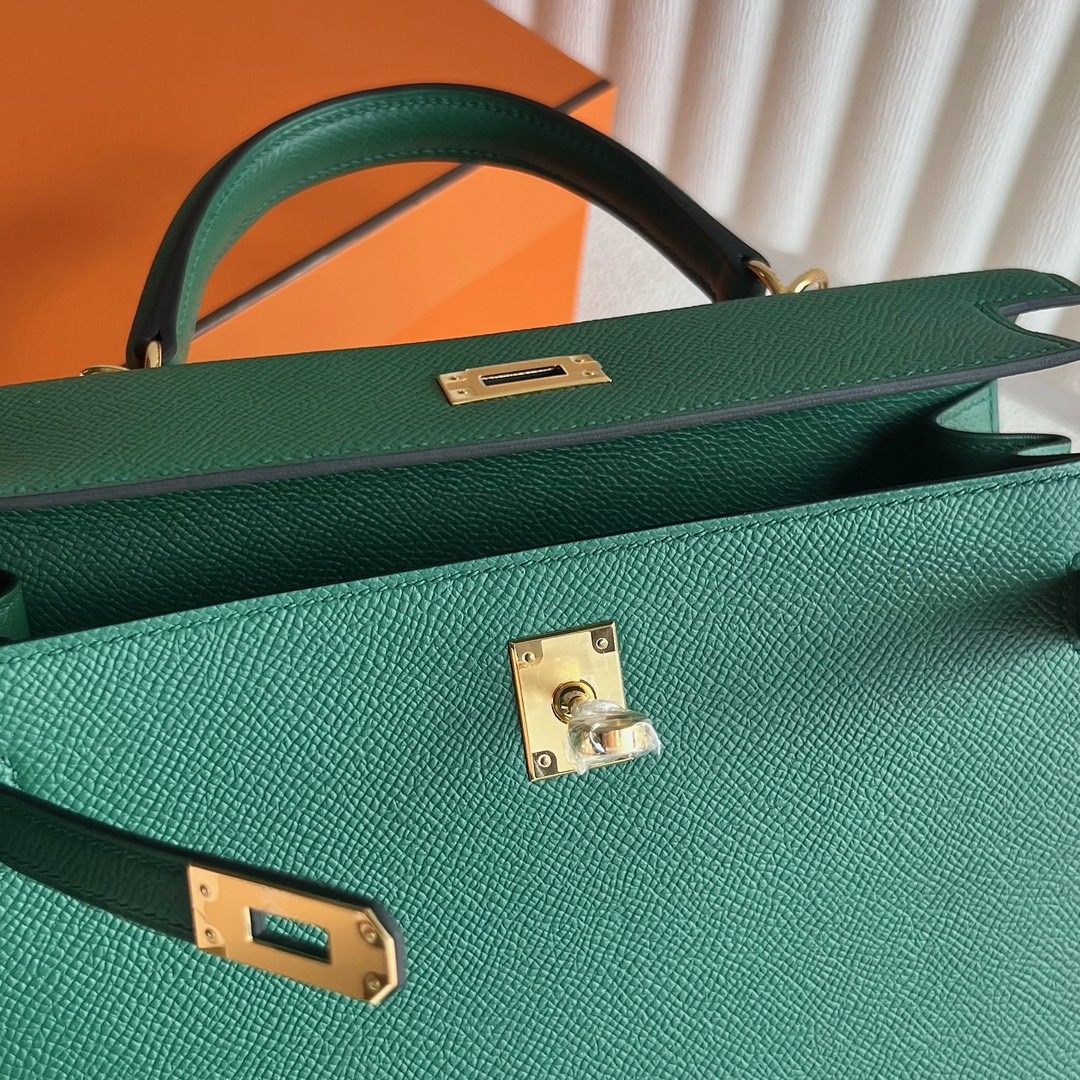 愛馬仕凱莉包25寸價格Hermès Kelly 25 Epsom O6 Vert Jade帝王綠金色五金