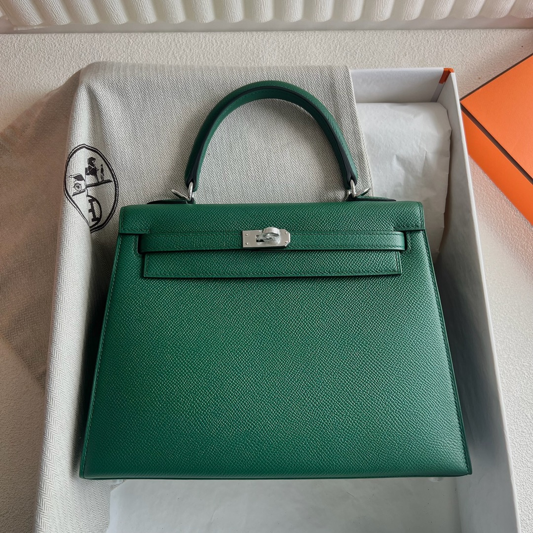 愛馬仕凱莉包官方價格 Hermès Kelly 25 Epsom O6 Vert Jade帝王綠銀色五金