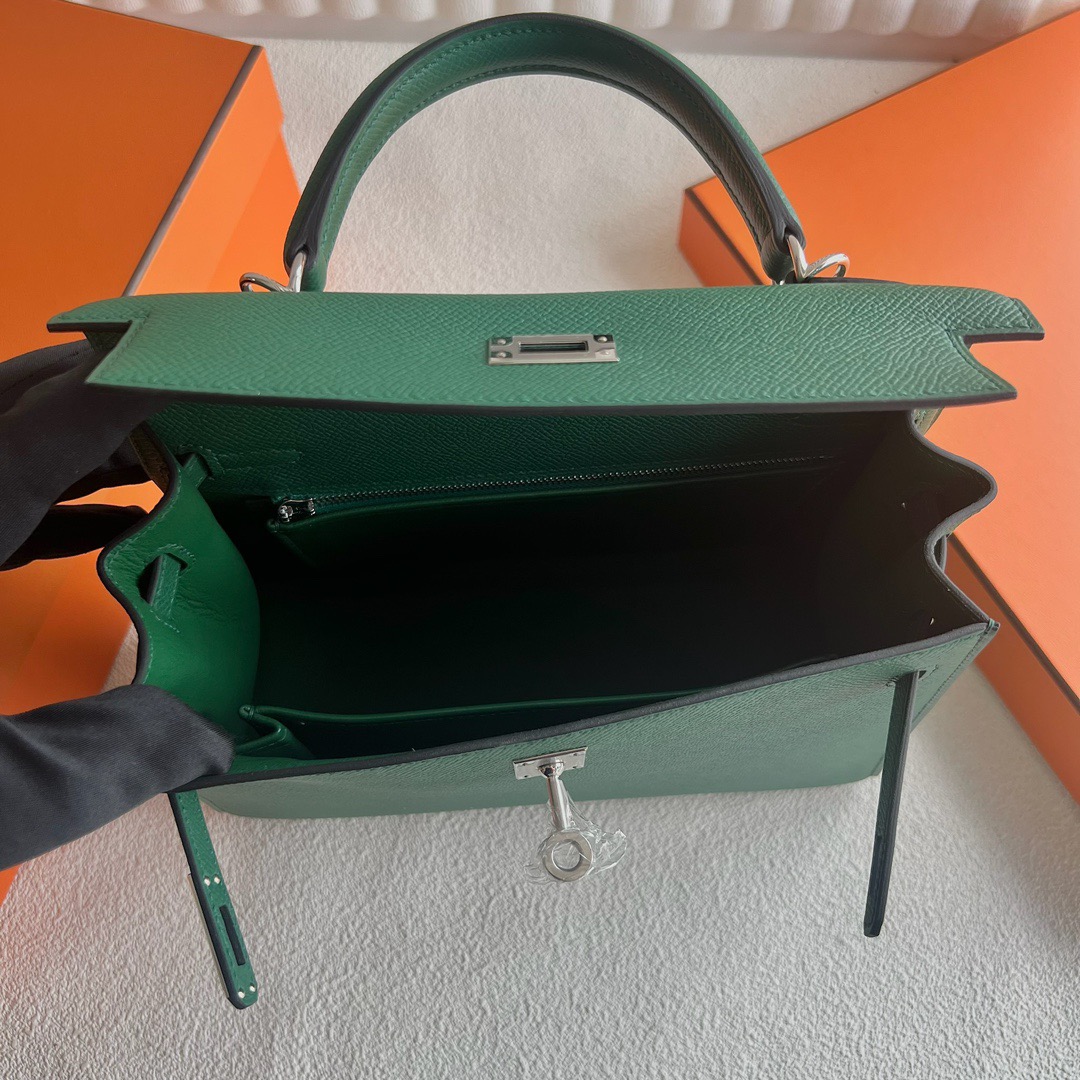 愛馬仕凱莉包官方價格 Hermès Kelly 25 Epsom O6 Vert Jade帝王綠銀色五金