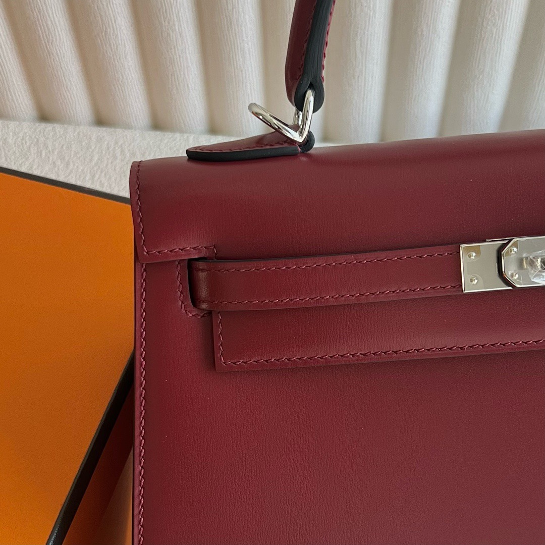 愛馬仕凱莉包多少錢 Hermès Kelly 25 Box Leather Rouge H愛馬仕紅銀色五金