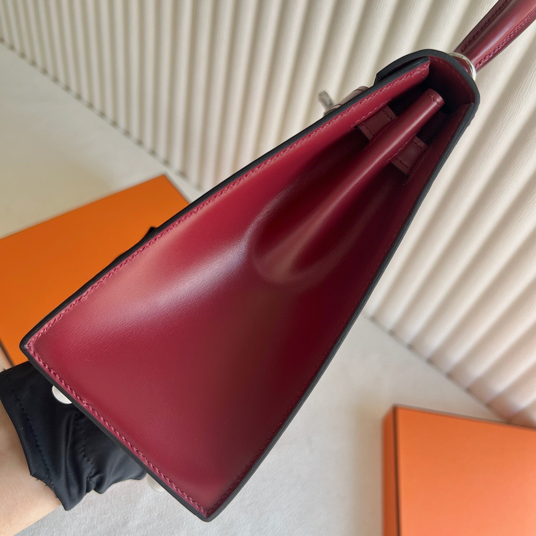愛馬仕凱莉包多少錢 Hermès Kelly 25 Box Leather Rouge H愛馬仕紅銀色五金