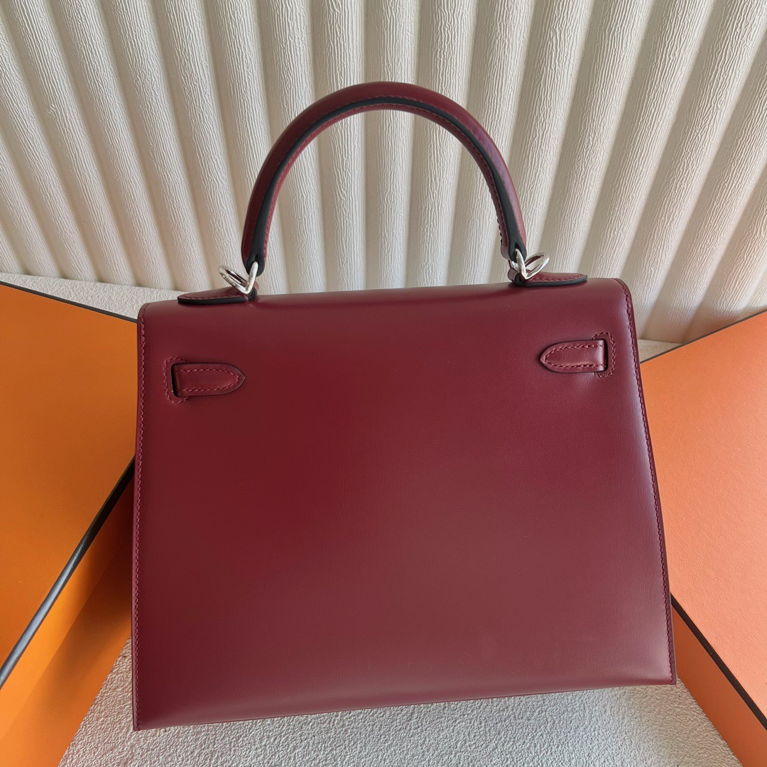 愛馬仕凱莉包多少錢 Hermès Kelly 25 Box Leather Rouge H愛馬仕紅銀色五金