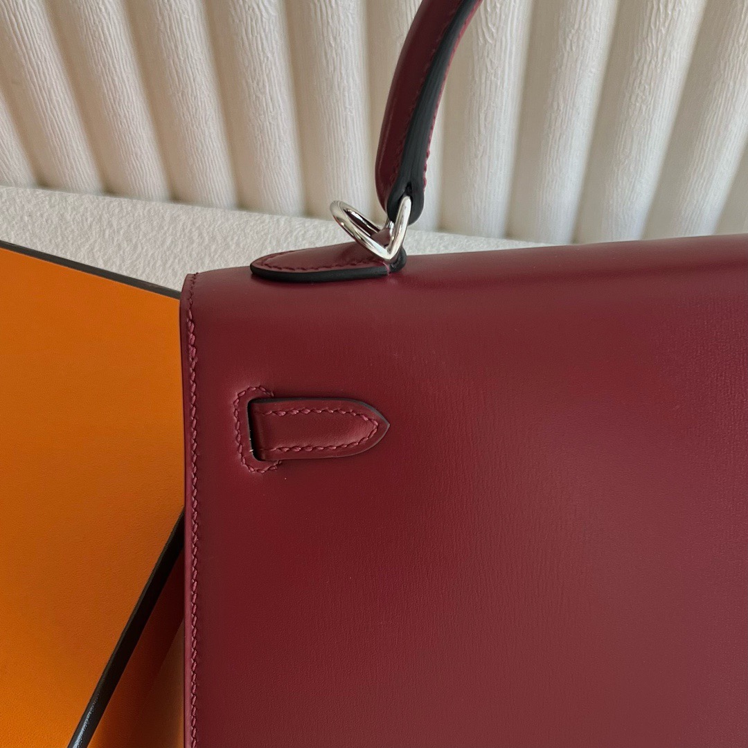 愛馬仕凱莉包多少錢 Hermès Kelly 25 Box Leather Rouge H愛馬仕紅銀色五金