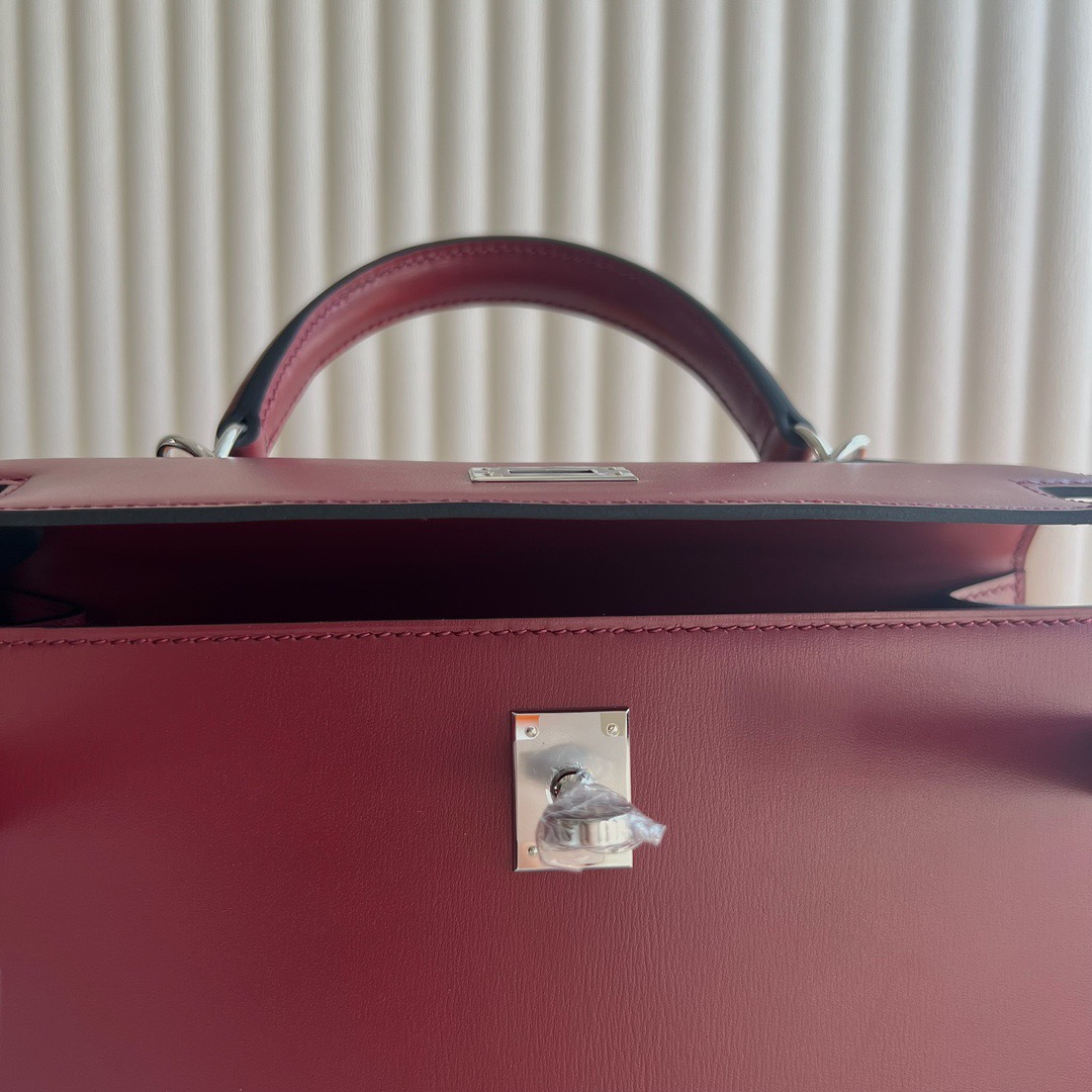 愛馬仕凱莉包多少錢 Hermès Kelly 25 Box Leather Rouge H愛馬仕紅銀色五金