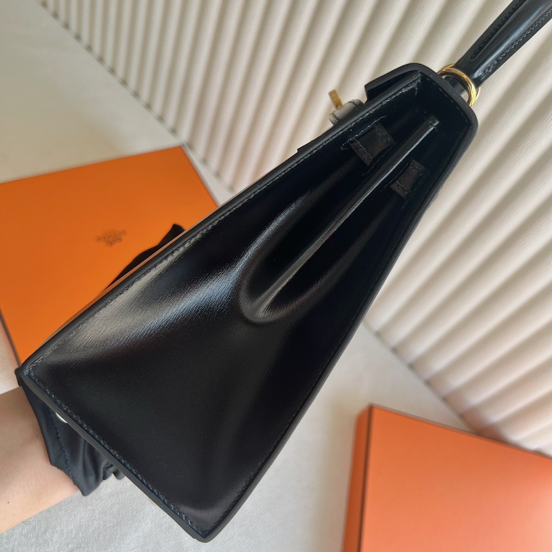 愛馬仕凱莉包包圖片 Hermès Kelly 25 Box Leather Noir 黑色金色五金
