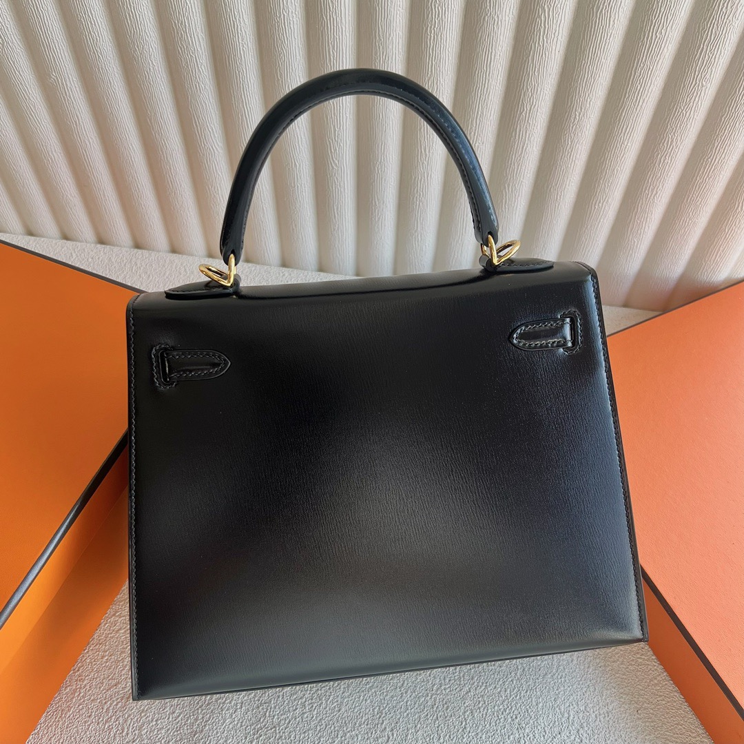 愛馬仕凱莉包包圖片 Hermès Kelly 25 Box Leather Noir 黑色金色五金
