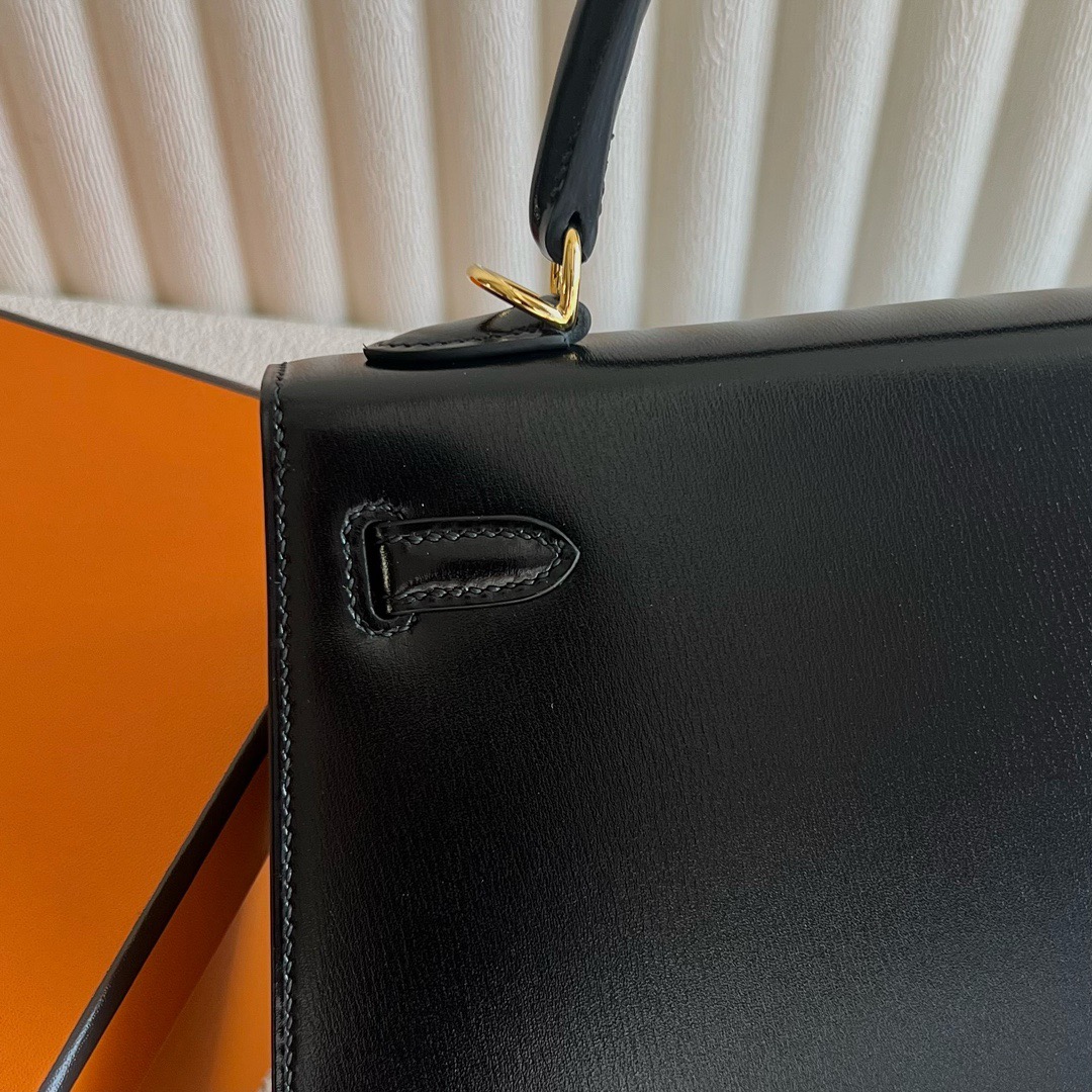 愛馬仕凱莉包包圖片 Hermès Kelly 25 Box Leather Noir 黑色金色五金