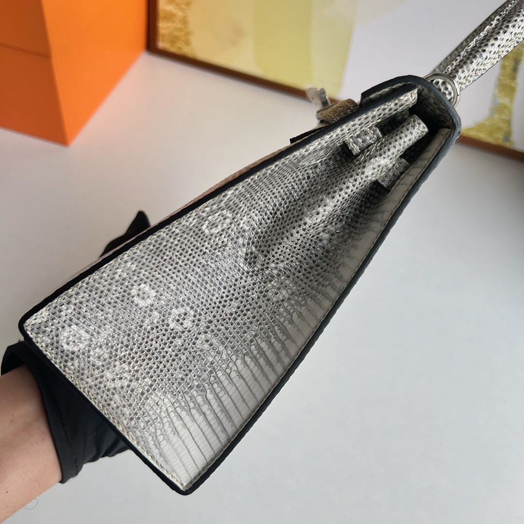 愛馬仕凱莉包包圖片及價格 Hermès Kelly 25 Lizard 原廠進口蜥蜴皮 1B Ombre 自然色銀色五金