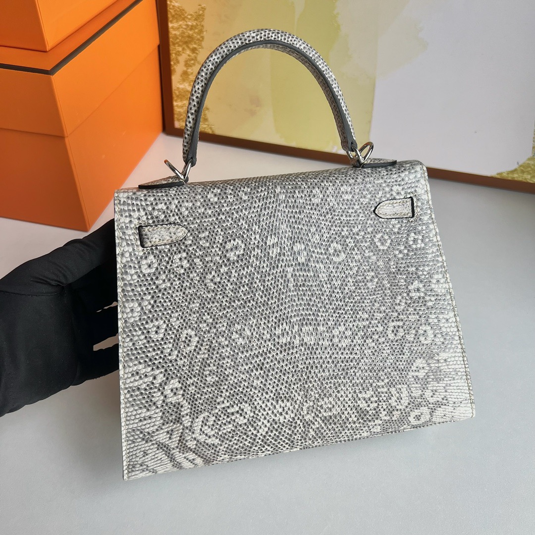 愛馬仕凱莉包包圖片及價格 Hermès Kelly 25 Lizard 原廠進口蜥蜴皮 1B Ombre 自然色銀色五金