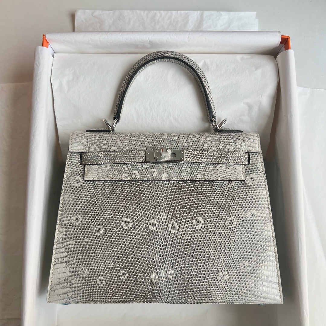 愛馬仕凱莉包包圖片及價格 Hermès Kelly 25 Lizard 原廠進口蜥蜴皮 1B Ombre 自然色銀色五金