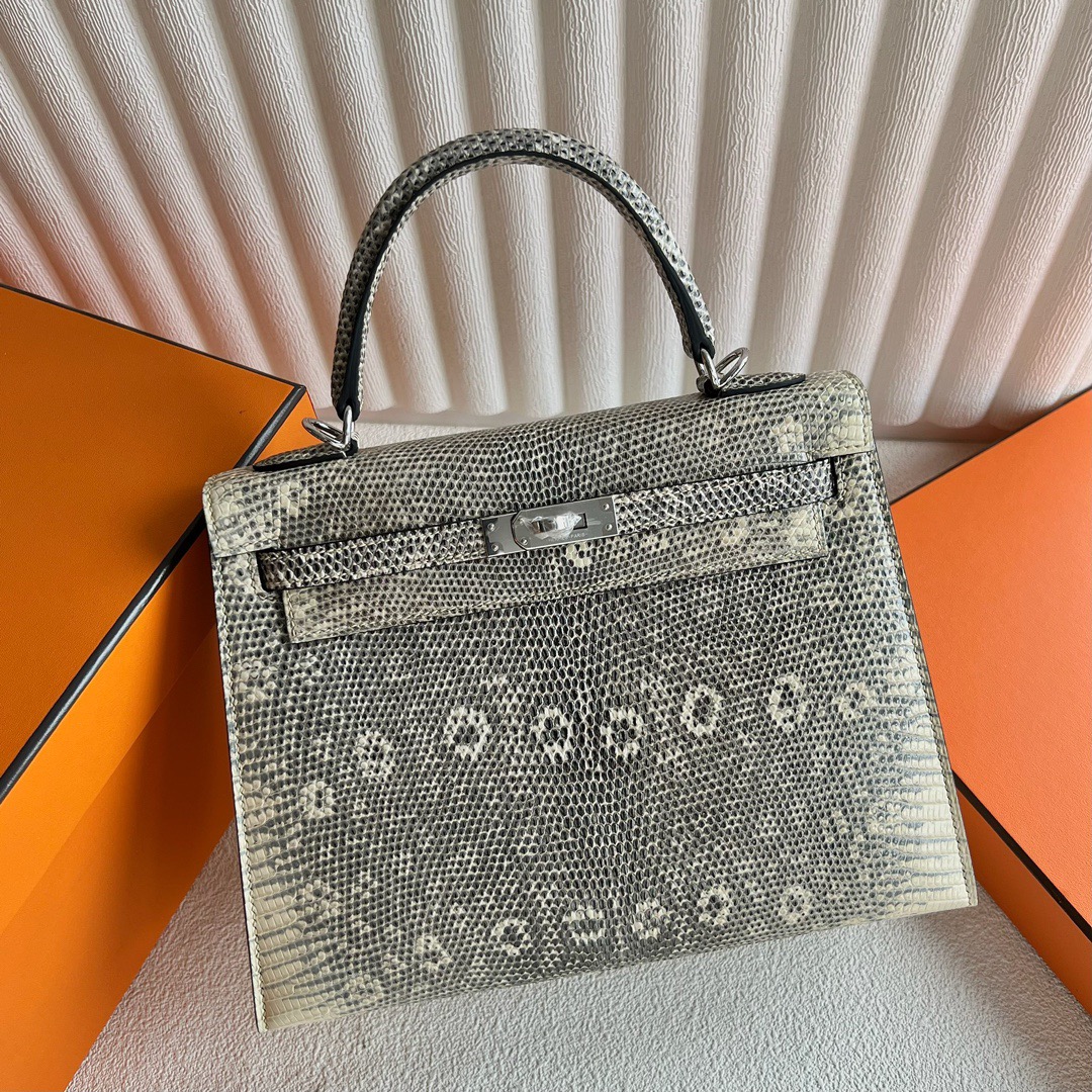 愛馬仕凱莉包包圖片及價格 Hermès Kelly 25 Lizard 原廠進口蜥蜴皮 1B Ombre 自然色銀色五金