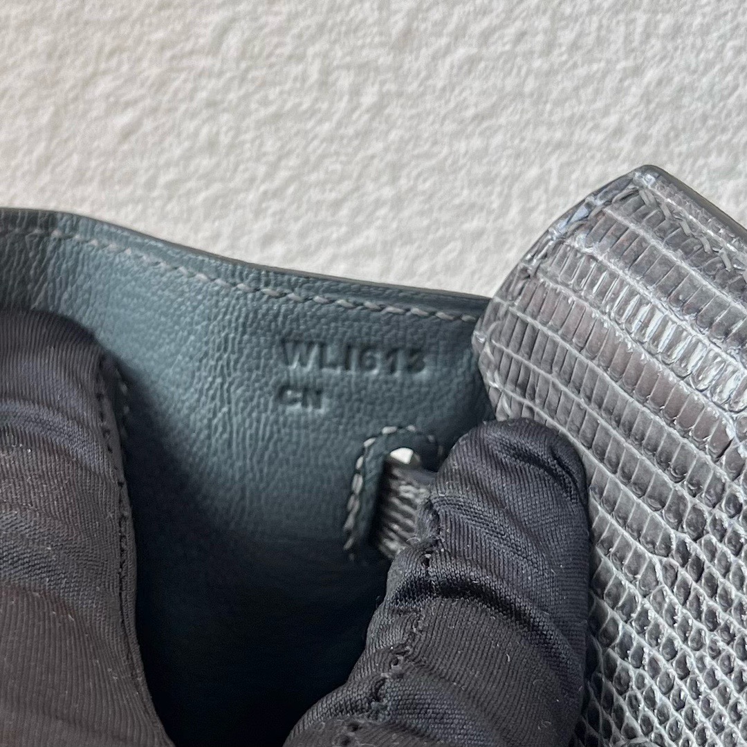 爱马仕铂金包25寸专柜价格 Hermès Birkin 25 Lizard 原厂蜥蜴皮 Gris Posce 深灰色 金色五金