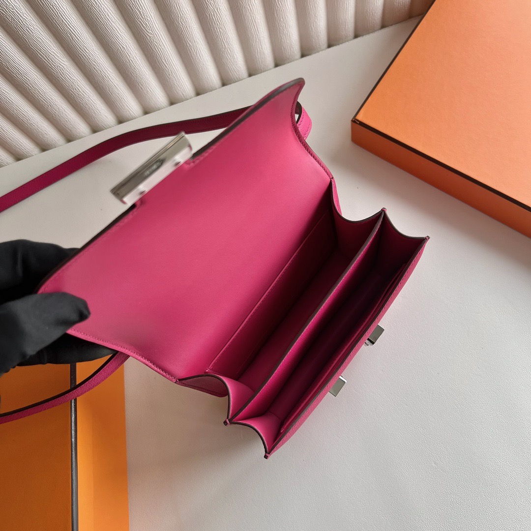 愛馬仕包包康康刻印年份 Hermès Constance 18 Evercolor 0D Rose Mexico墨西哥粉拼黑色鱷魚扣