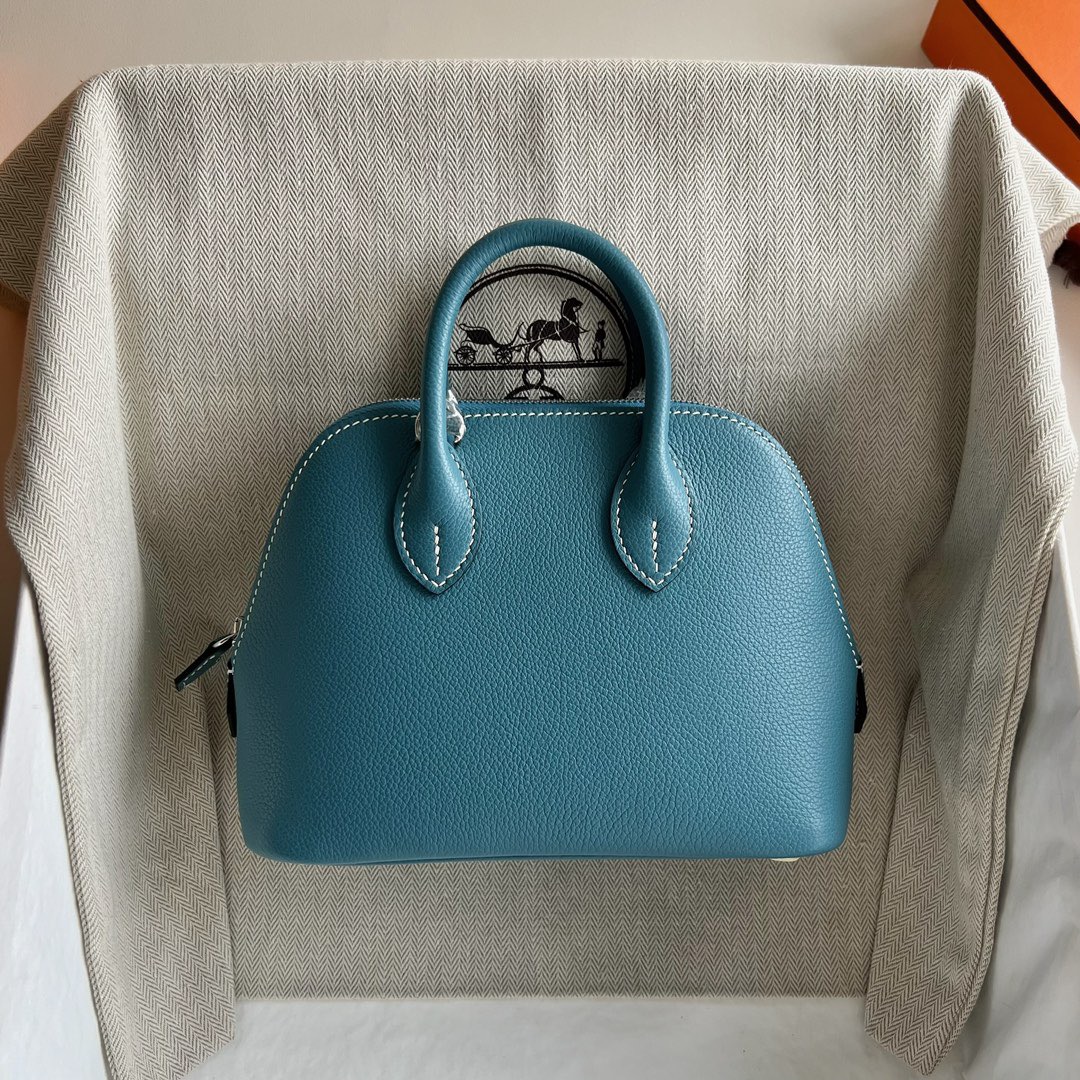 愛馬仕印尼旗艦店價格 Hermès Mini Bolide 20 Evercolor D2 New Bleu Jeans新牛仔藍銀色五金