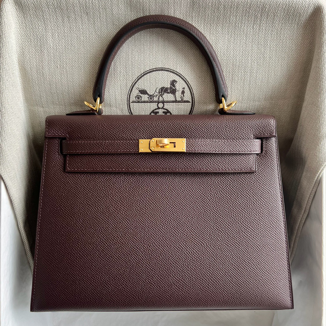 愛馬仕包包泰國旗艦店 Hermès Kelly 25 Epsom 0G Rouge Sellier馬鞍紅金色五金