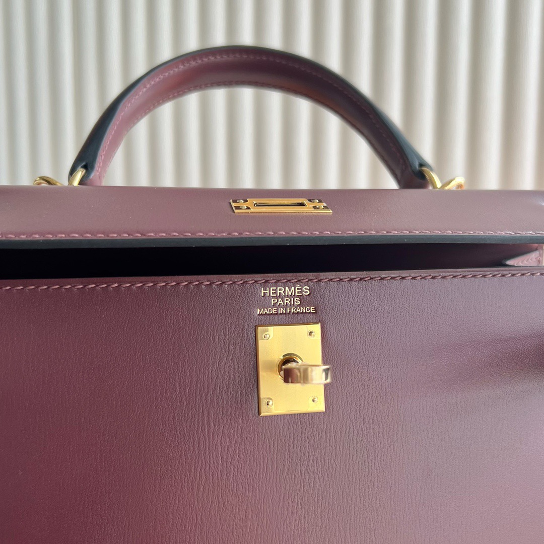 愛馬仕經典女包推薦 Hermès Kelly 25 Box Leather Bordeaux波爾多酒紅金色五金