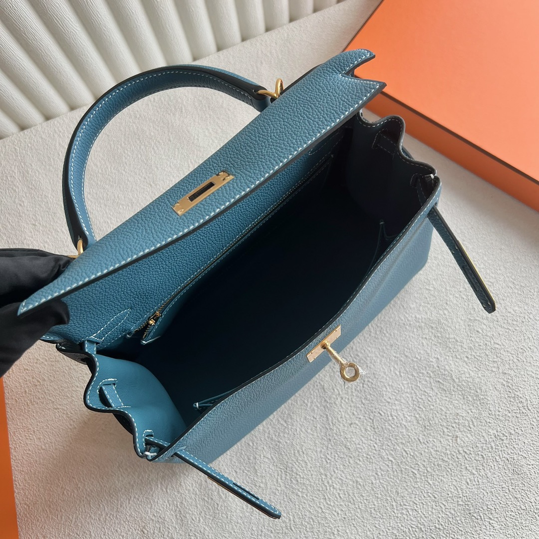 愛馬仕包包經典款女包圖片 Hermès Kelly 28 Togo Leather D2 New Bleu Jeans 新牛仔藍金色五金