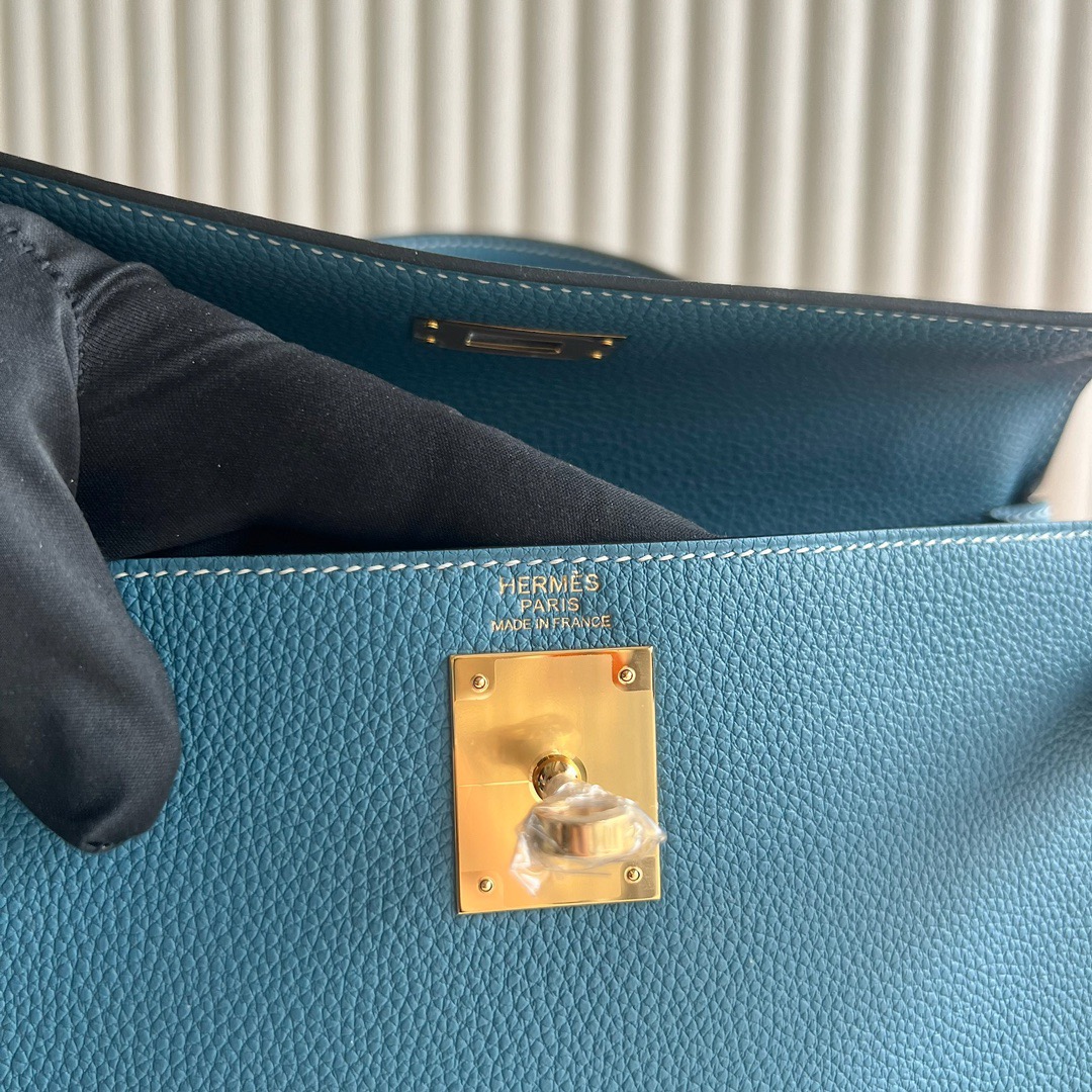 愛馬仕包包經典款女包圖片 Hermès Kelly 28 Togo Leather D2 New Bleu Jeans 新牛仔藍金色五金