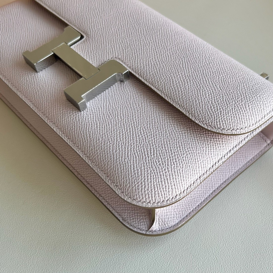 愛馬仕奢侈品牌包包 Hermès Constance Elan Mirror Style Epsom 09 Mauve Pale夢幻粉紫 銀色五金