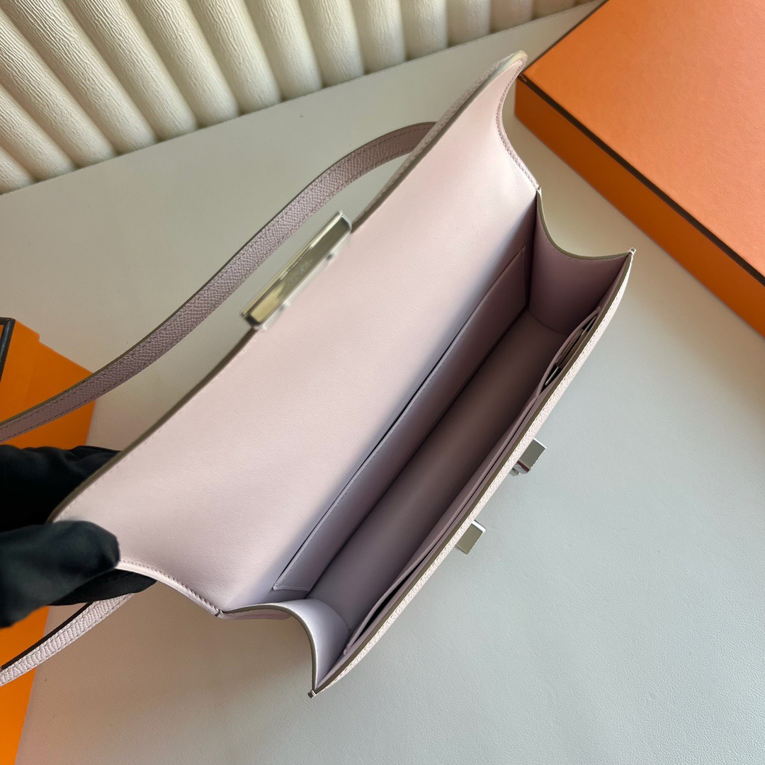 愛馬仕奢侈品牌包包 Hermès Constance Elan Mirror Style Epsom 09 Mauve Pale夢幻粉紫 銀色五金