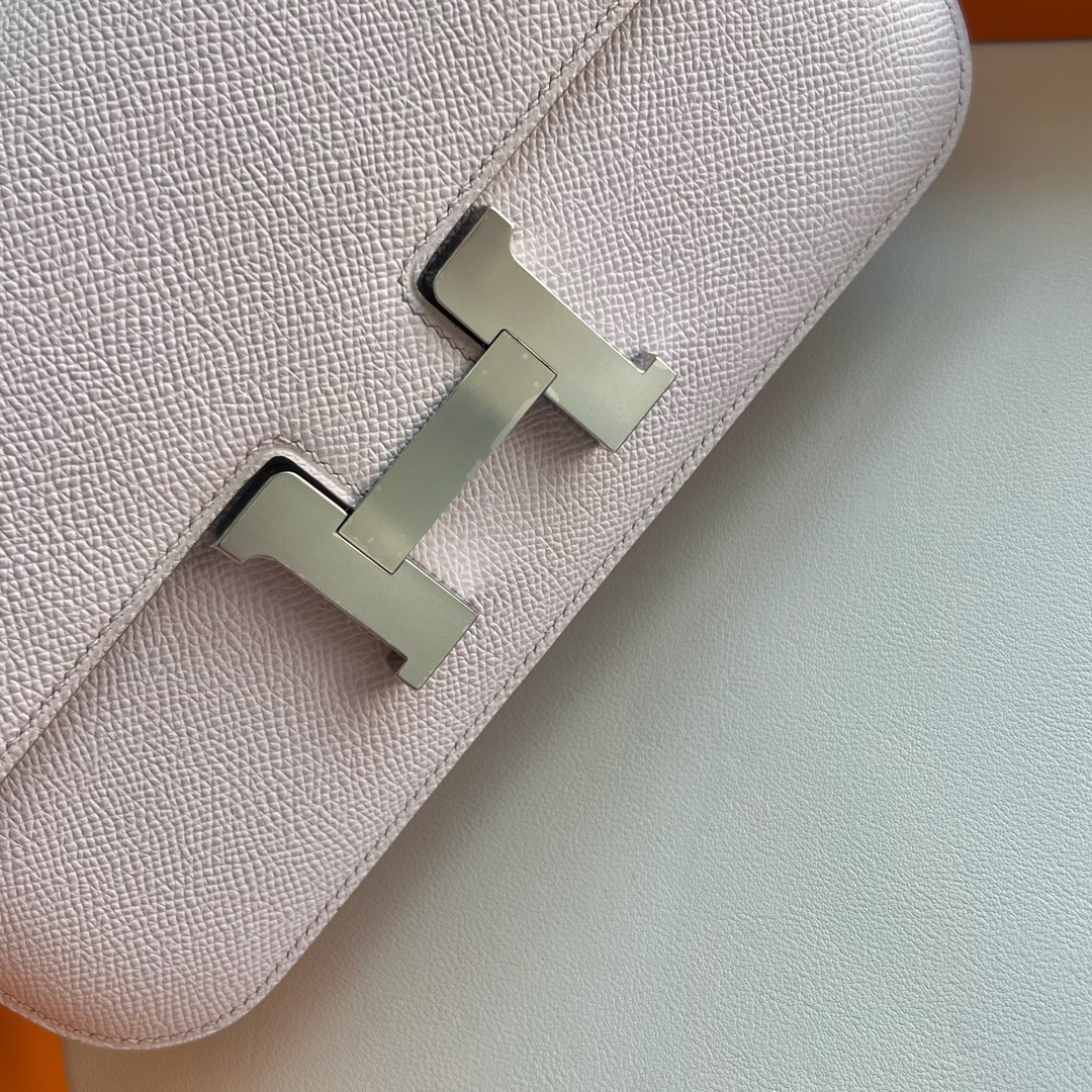 愛馬仕奢侈品牌包包 Hermès Constance Elan Mirror Style Epsom 09 Mauve Pale夢幻粉紫 銀色五金