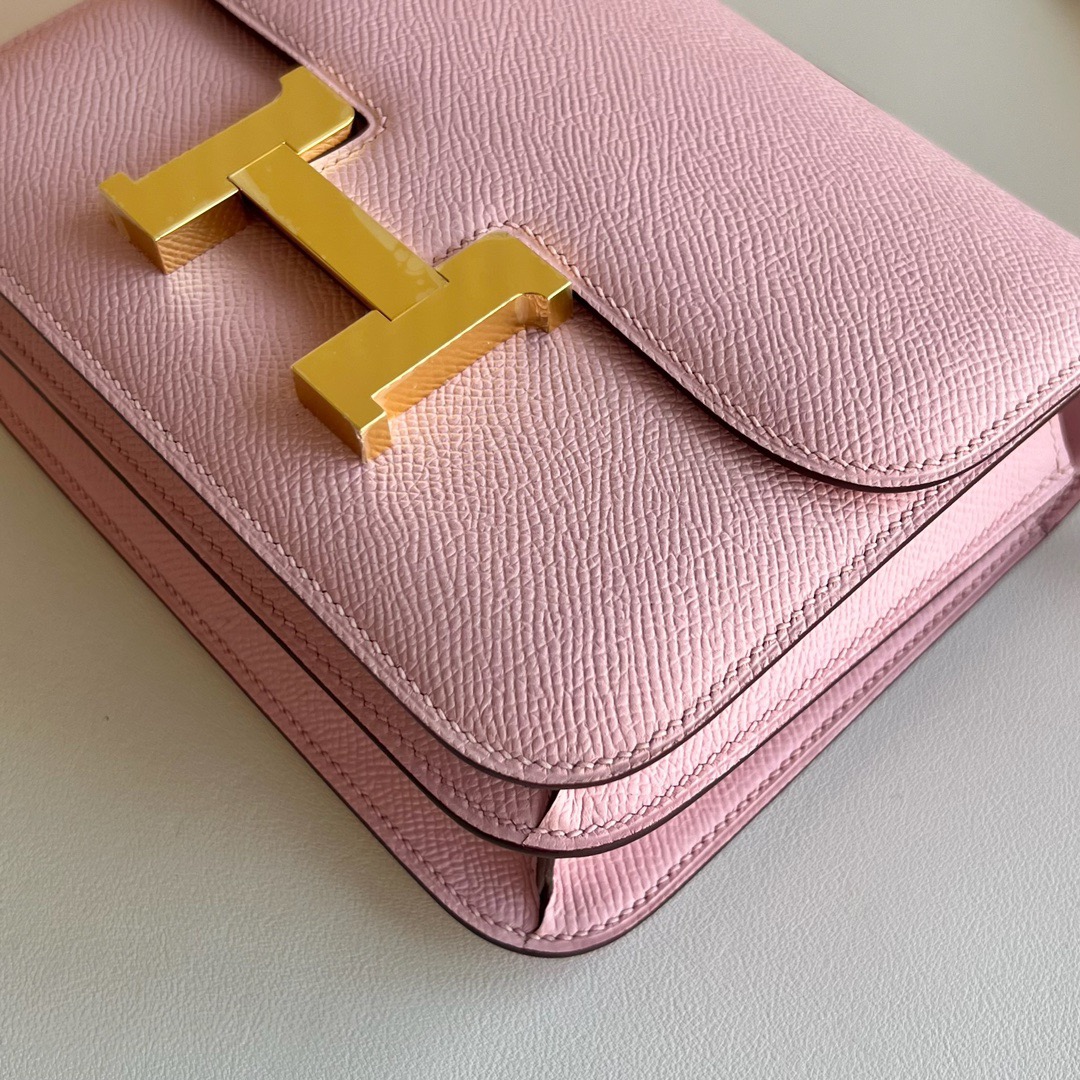 愛馬仕空姐包哪個顏色好看 Hermès Constance 18 Epsom 3Q Rose Sakura 新粉色櫻花粉金色五金