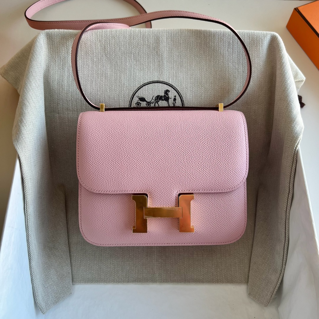 愛馬仕空姐包哪個顏色好看 Hermès Constance 18 Epsom 3Q Rose Sakura 新粉色櫻花粉金色五金