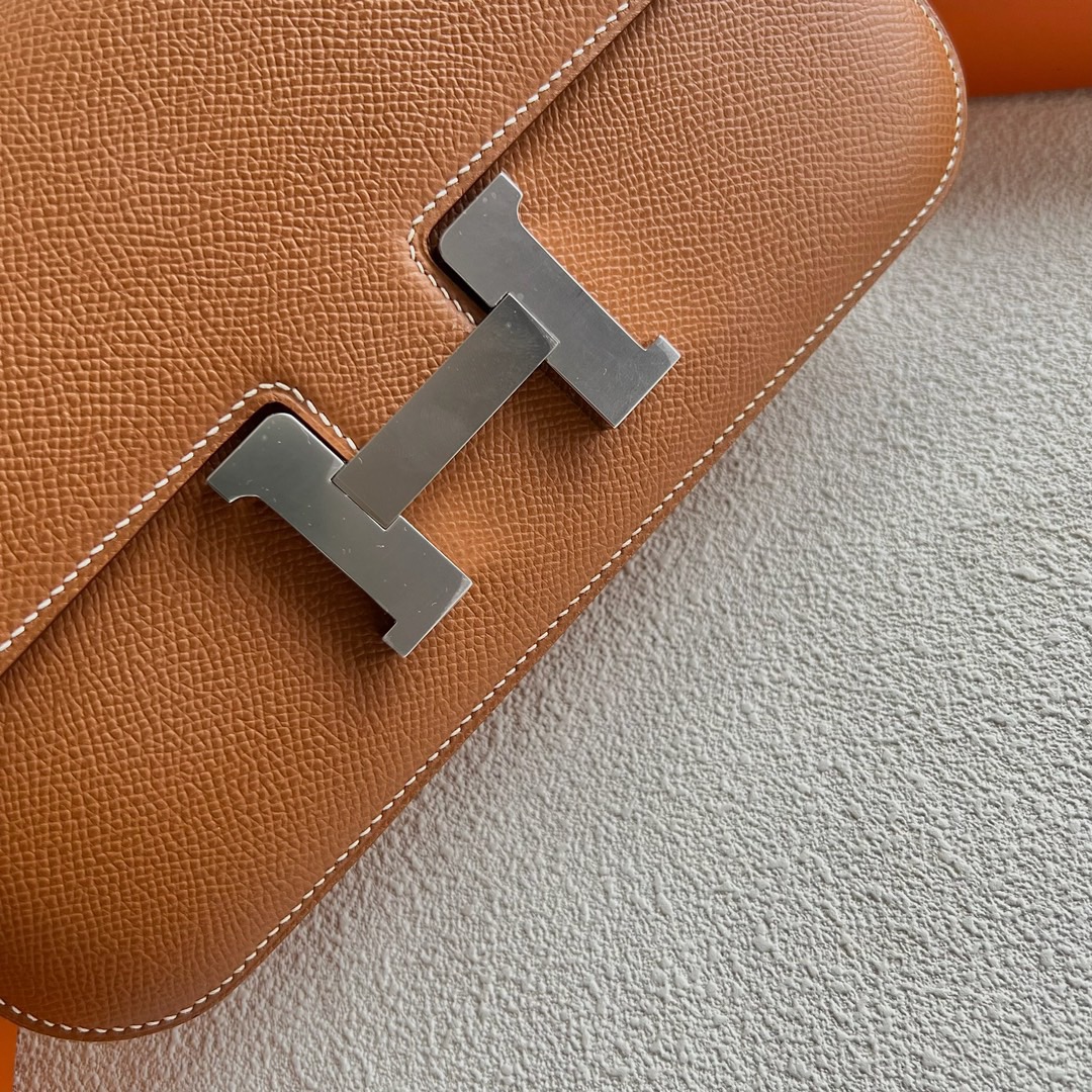 愛馬仕經典款女包型號 Hermès Constance Elan Mirror Style Epsom CK37 Gold金棕色 銀色五金