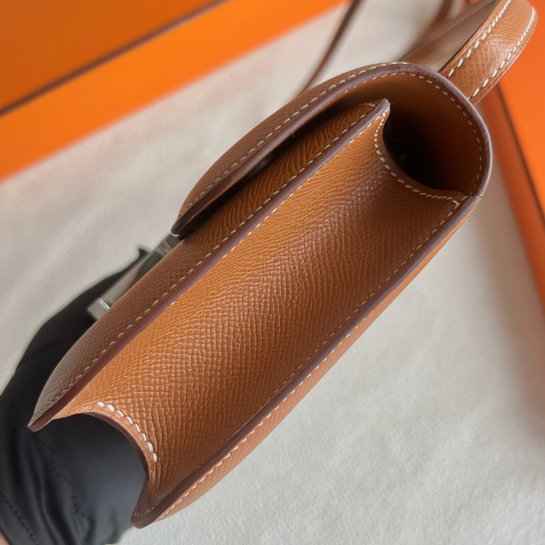 愛馬仕經典款女包型號 Hermès Constance Elan Mirror Style Epsom CK37 Gold金棕色 銀色五金