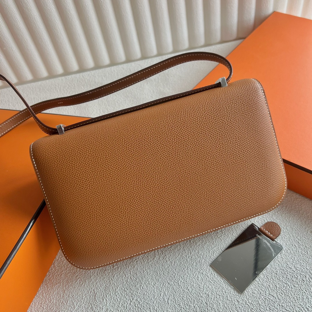 愛馬仕經典款女包型號 Hermès Constance Elan Mirror Style Epsom CK37 Gold金棕色 銀色五金