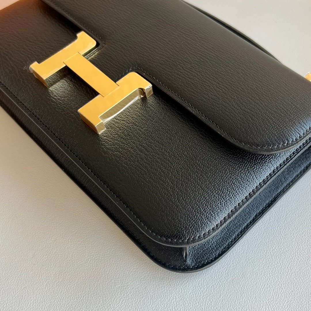 愛馬仕女包價格與圖片 Hermès Constance Elan 山羊皮Chever Noir黑色金色五金