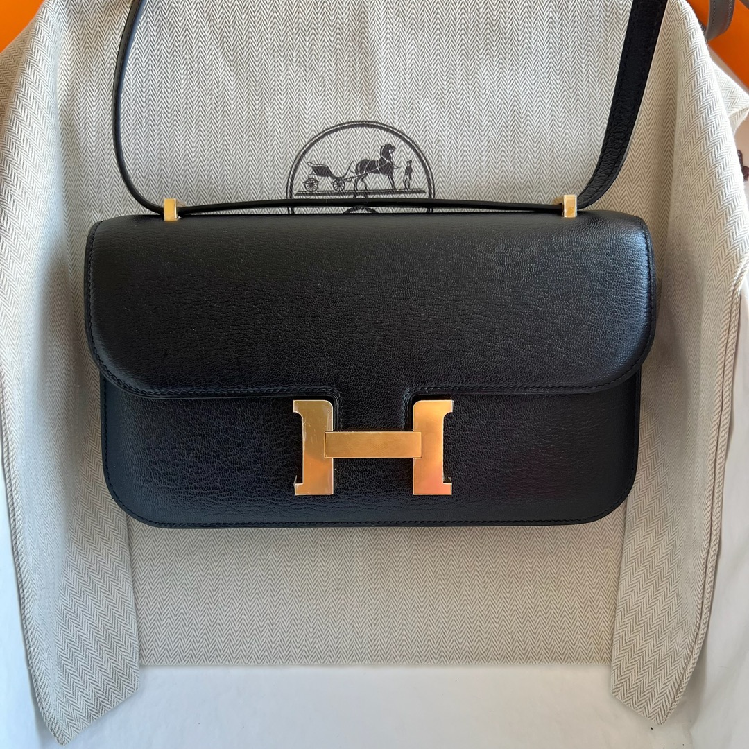 愛馬仕女包價格與圖片 Hermès Constance Elan 山羊皮Chever Noir黑色金色五金
