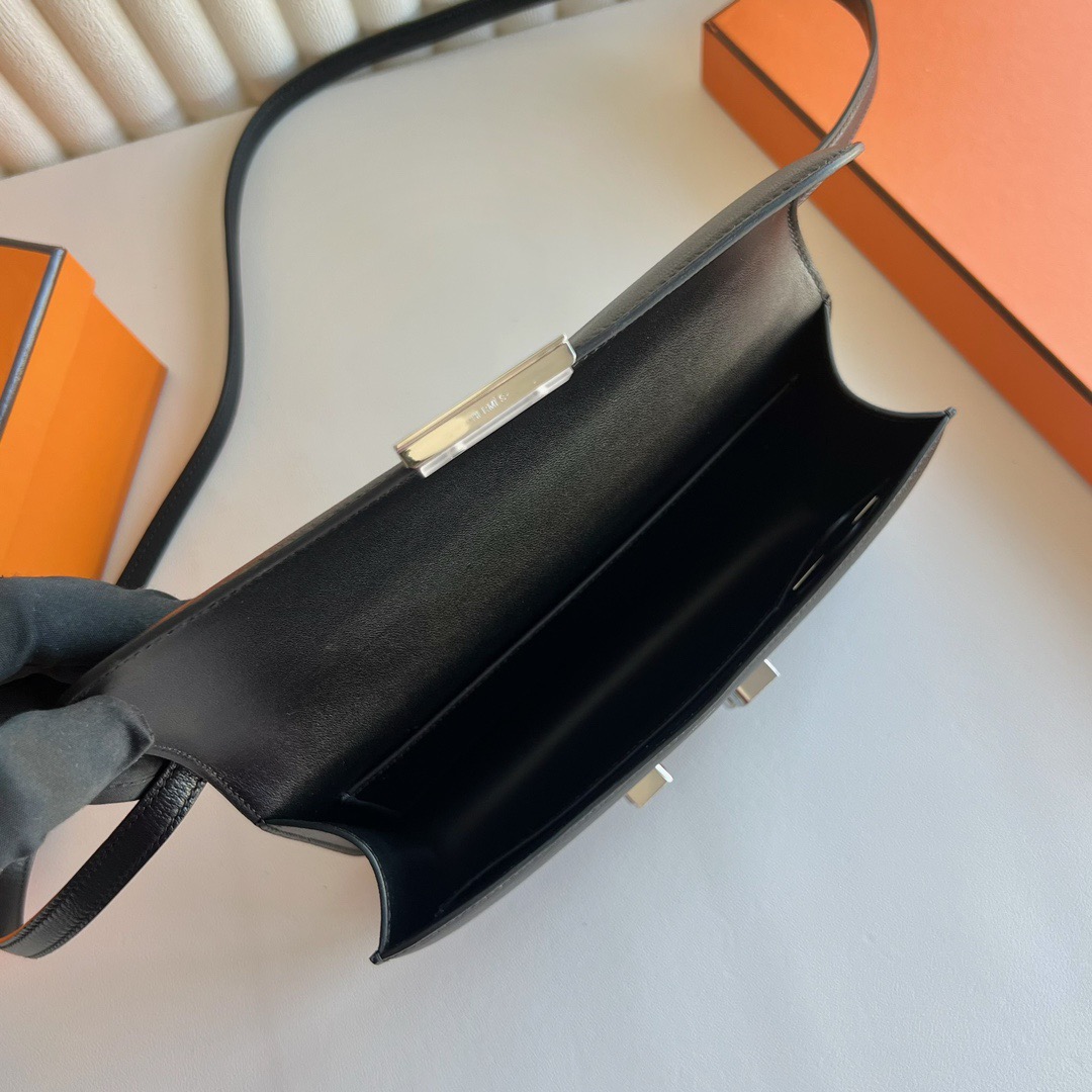 愛馬仕奢侈品牌包包 Hermès Constance Elan Mirror Style Chever 黑色銀色五金