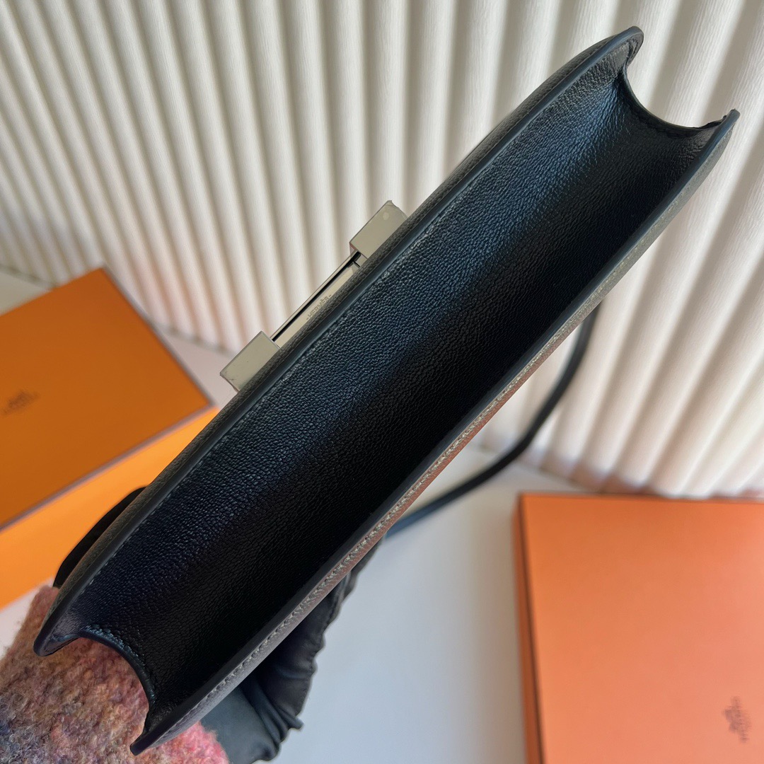 愛馬仕奢侈品牌包包 Hermès Constance Elan Mirror Style Chever 黑色銀色五金