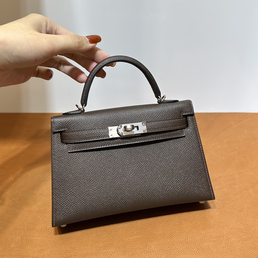 愛馬仕包包香港官網入口 Hermès Kelly Mini Sellier Epsom Leather Ecorce果皮色 樹皮色銀色五金