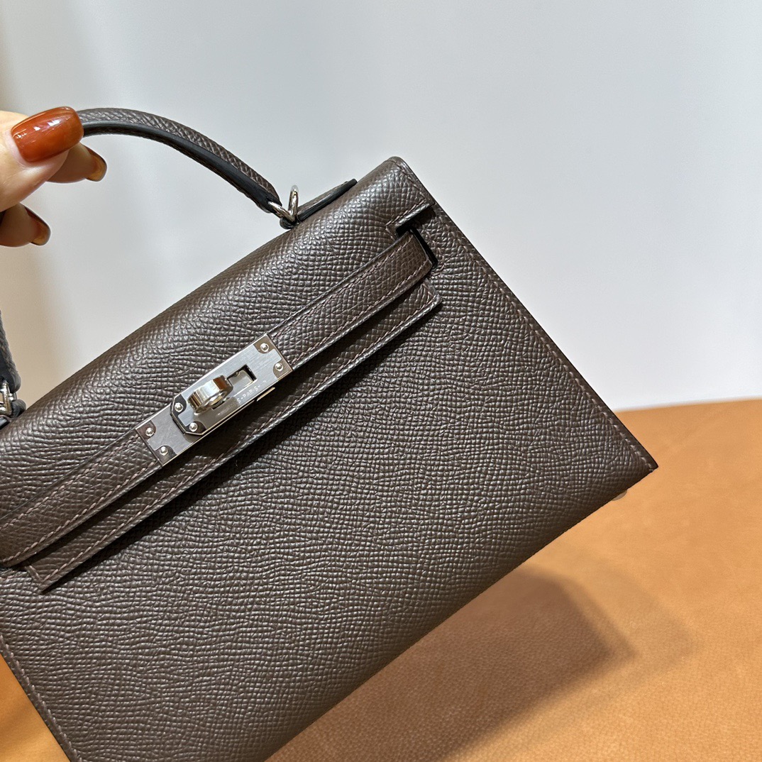 愛馬仕包包香港官網入口 Hermès Kelly Mini Sellier Epsom Leather Ecorce果皮色 樹皮色銀色五金