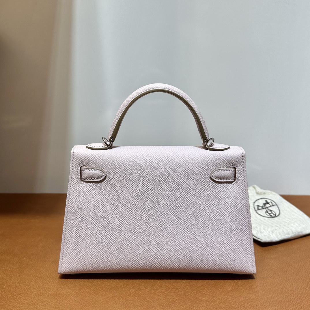 愛馬仕迷你凱莉女包多少錢 Hermès Kelly Mini Sellier 19 Epsom Mauve Pale夢幻粉紫銀色五金