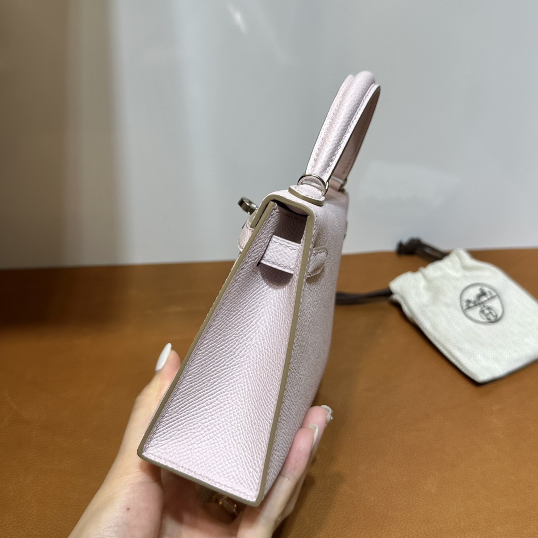 愛馬仕迷你凱莉女包多少錢 Hermès Kelly Mini Sellier 19 Epsom Mauve Pale夢幻粉紫銀色五金
