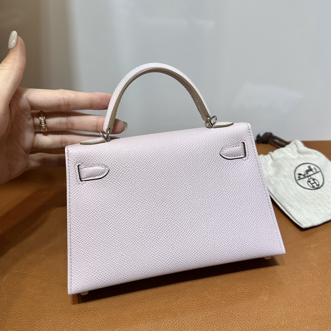 愛馬仕迷你凱莉女包多少錢 Hermès Kelly Mini Sellier 19 Epsom Mauve Pale夢幻粉紫銀色五金